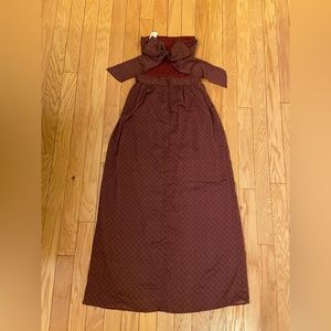 Mystic Strapless Wine-Colored Floral Maxi Dress with Back Tie, Size Medium